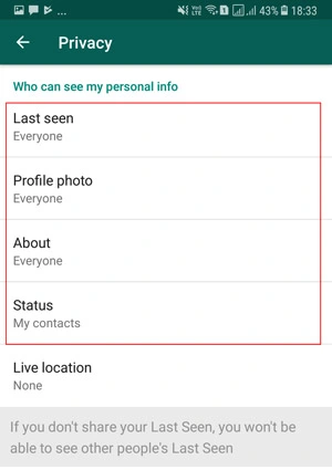 جالب ترین قابلیت های واتساپ که باید بلد باشید!:پنهان سازی لست سین (Last Seen)